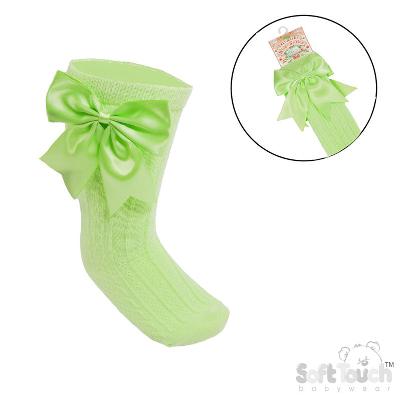 Mint Infants Knee Length Socks - Large Bow (0-24m) S350-MI