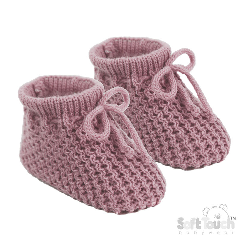 Dusty Pink Acrylic Baby Bootees S401-DP