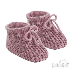 Dusty Pink Acrylic Baby Bootees (PK12) S401-DP