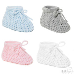 ACRYLIC BABY BOOTEES (4 COLOURS) (PK12) S401