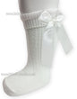 Infants Ribbed Knee Length Socks W/Stitched Bow: S41-W - Kidswholesale.co.uk