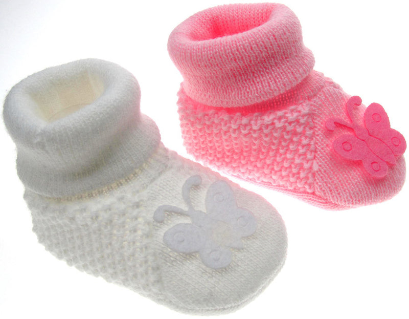Knitted Butterfly Girls Bootees