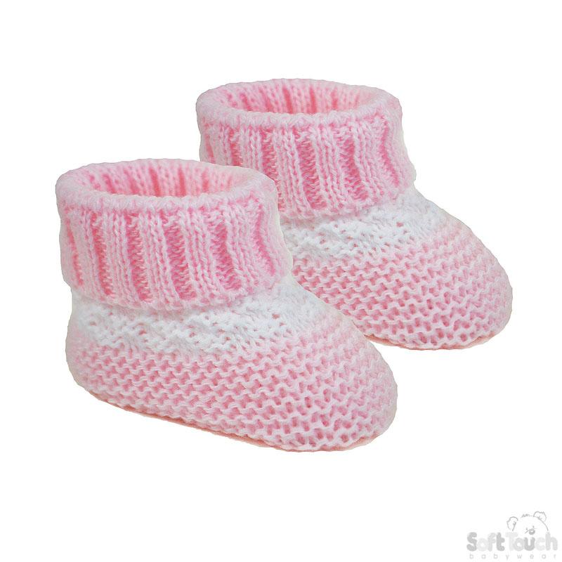 ACRYLIC BABY BOOTEES W/STRIPE : S437-P - Kidswholesale.co.uk