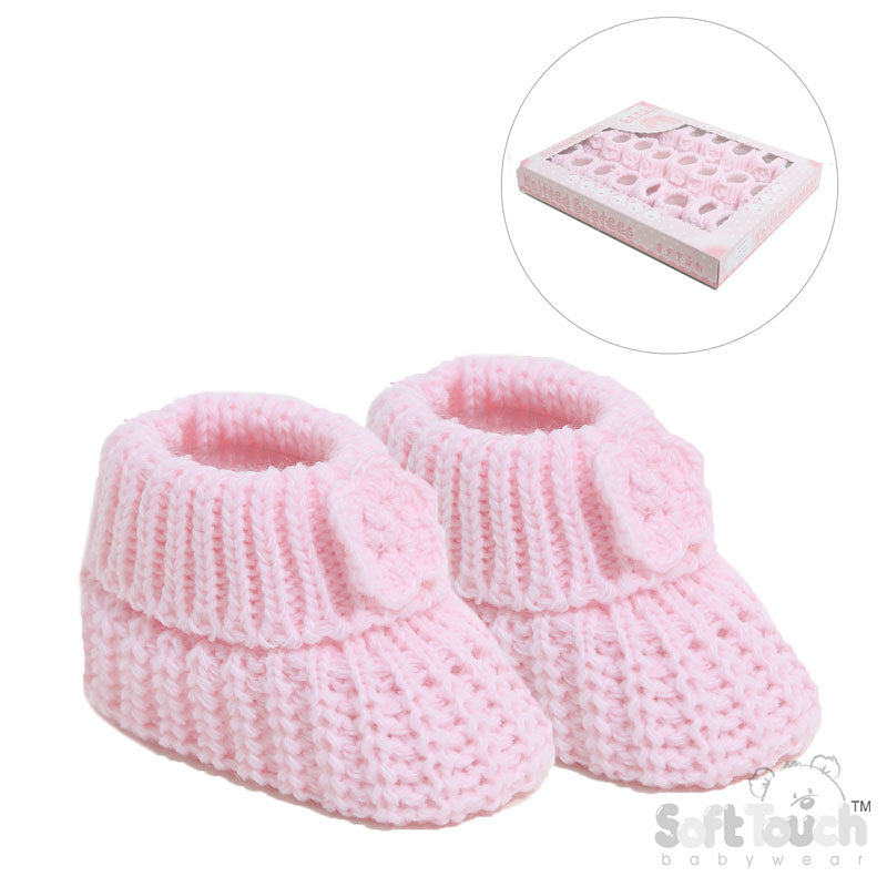 Pink Acrylic Baby Bootees With Flower - S439-P