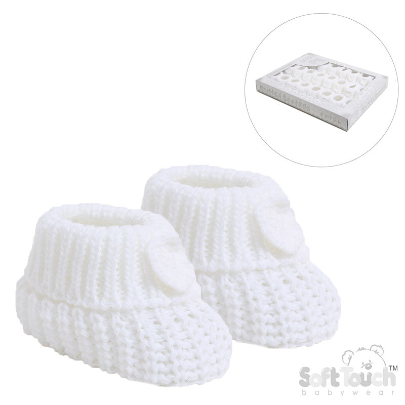 White Acrylic Baby Bootees With Flower - S439-W