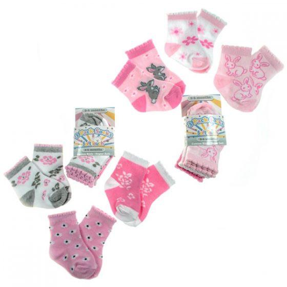 Girls 3 Pack Socks 0-18 Months-S85 - Kidswholesale.co.uk
