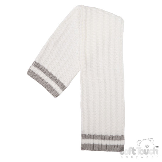 White Ribbed Scarf (NB-12 Months)(PK12) SC648-W-BP