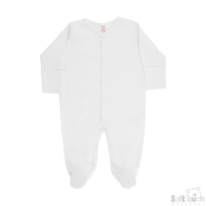 Infants Plain White Sleep Suit (3-6 Months) SS4660-W
