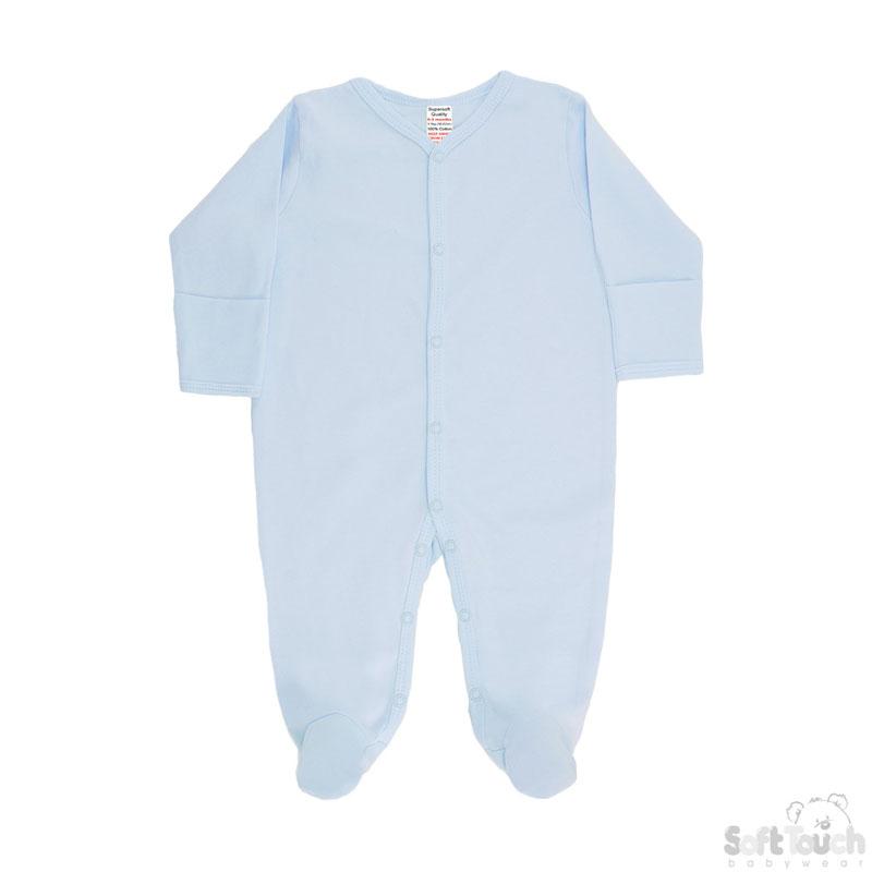 Plain Blue Sleep Suit (0-3 Months) SS4663-B - Kidswholesale.co.uk