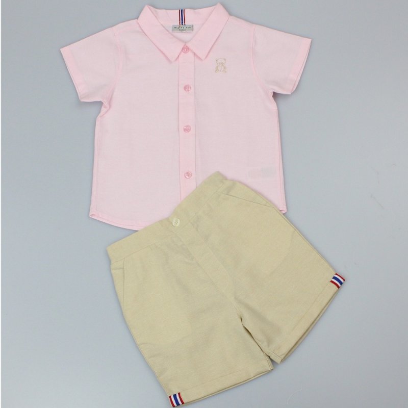 Baby Boys Solid Shirt & Chino Short Outfit (1-2 Years) (PK6) E33231 ( Available From 26/27 March 24)