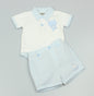 Boys Polo Shirt & Shorts Bear & Boat Outfit (0-3-9 Months)-GF1058
