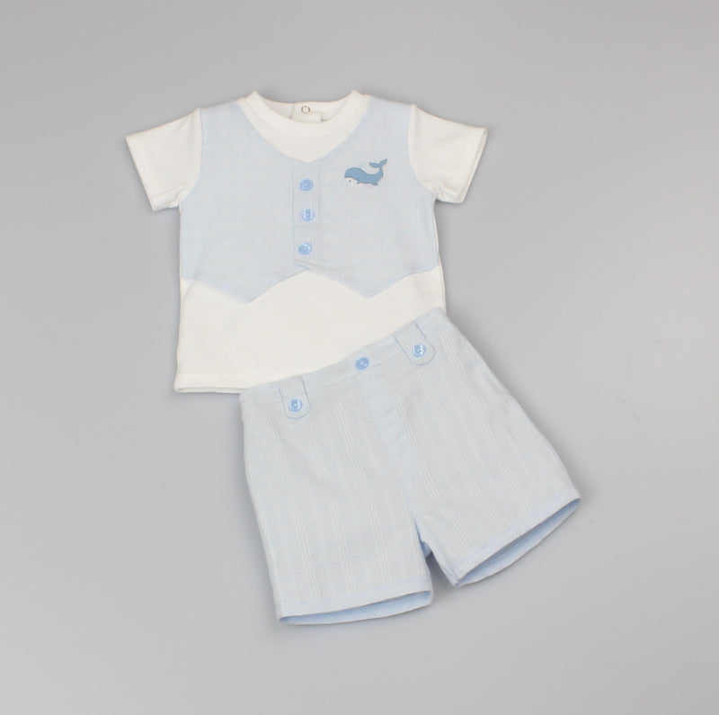 Boys Top & Shorts Whale Outfit (0-3-9 Months)-GF1064