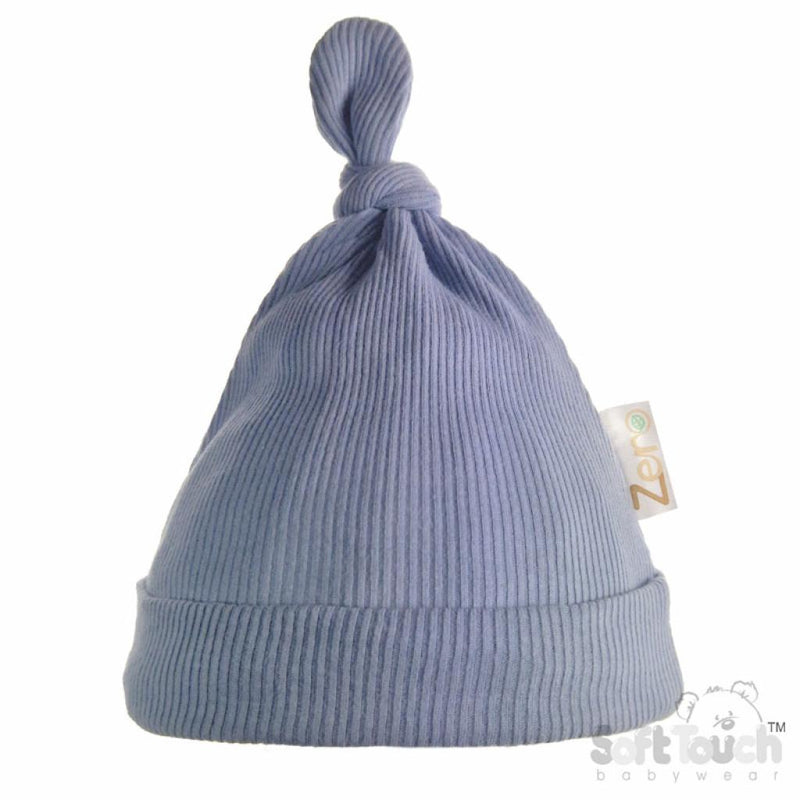 Dusty Blue Ribbed Hat (NB-6 Months) (PK6) H4500-DB knotty