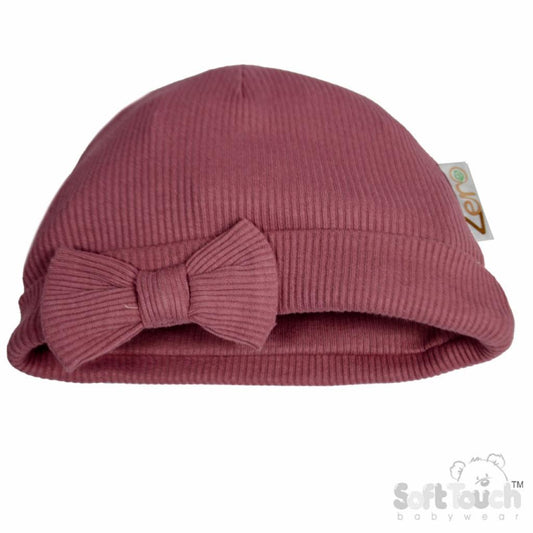 Deco Rose Ribbed Hat (NB-6 Months) (PK6) H4500-DR