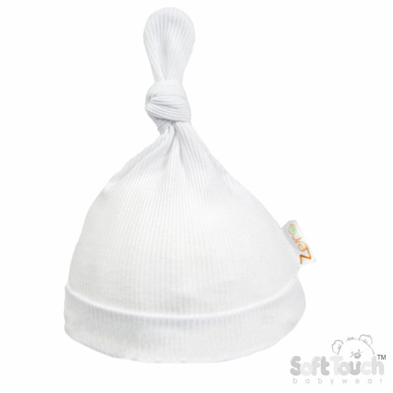 White Ribbed Hat (NB-6 Months) (PK6) H4500-W knotty