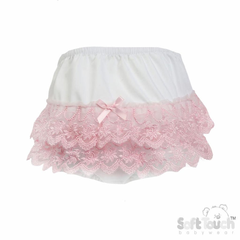Floral Lace Frilly Pants - Pink (0-18 Months) (PK6) FP28-P