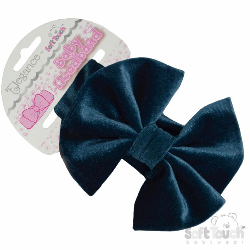 Teal Velour Headband W/Bow (PK12) HB114-T