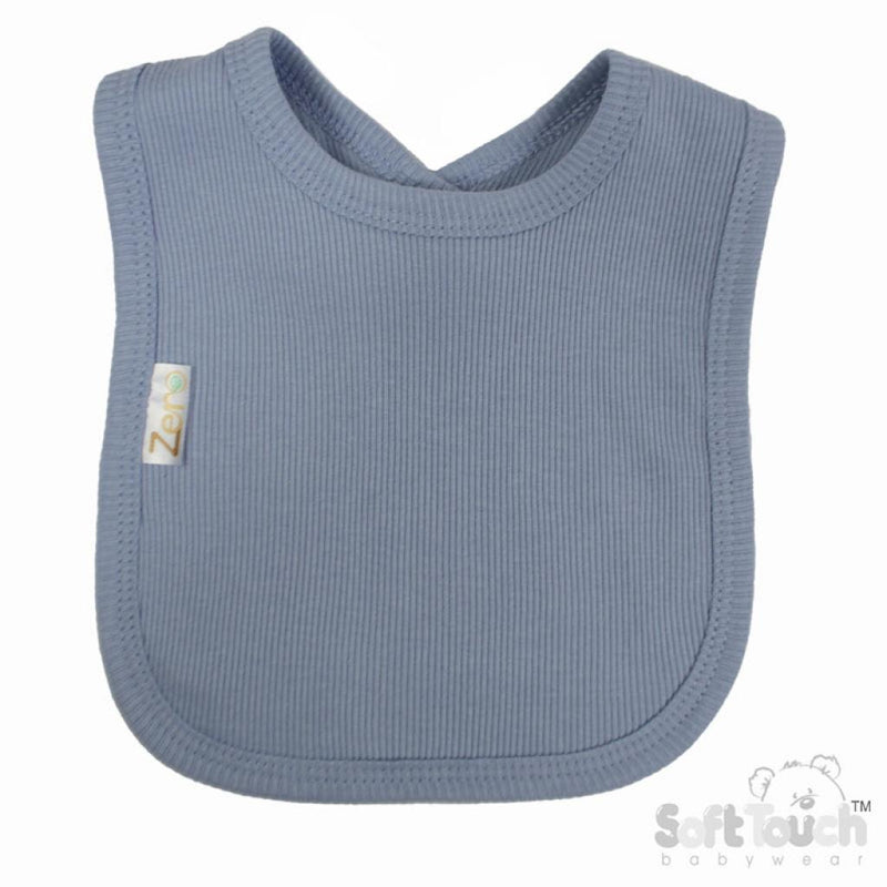 Dusky Blue Ribbed Velcro Bib (33x22cm) (PK12) P4500-DB