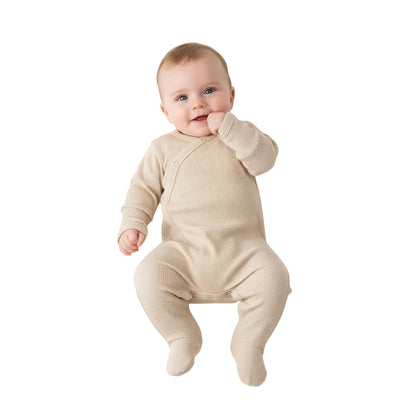 Baby Ribbed Sleepsuit - Biscuit (NB-3 Months) (PK6) SS4500-Bi