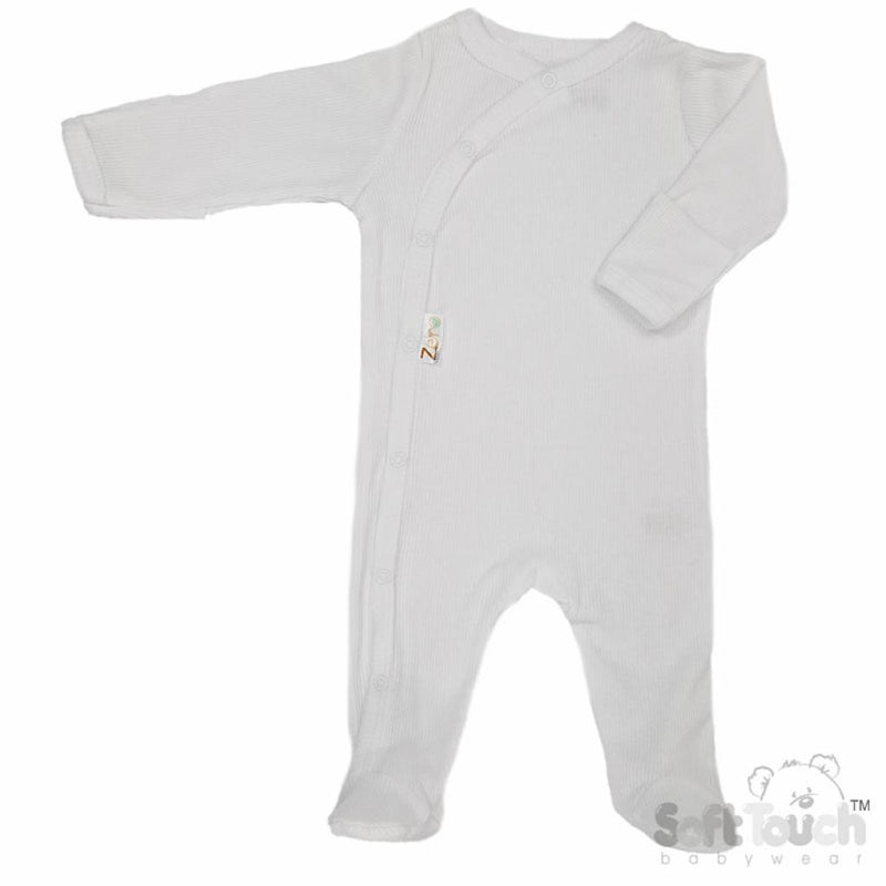 Baby Ribbed Sleepsuit - White (NB-3 Months) (PK6) SS4500-W