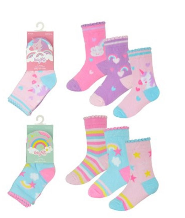 Baby Girls 3pk Socks - Unicorn (PK12) (00-3-5.5) SK750