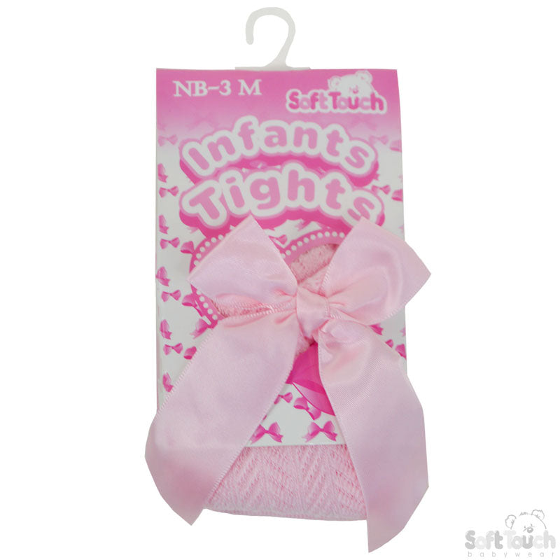 Tights W/Long Bow - Pink Chevron - (NB-24 Months) T120-P