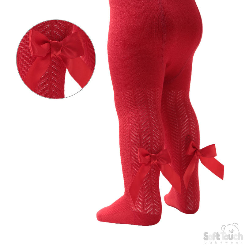 Tights W/Long Bow - Red Chevron - (NB-24 Months) T120-R