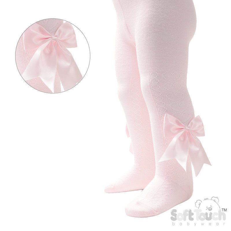 Pink Heart Tights With Long Bow (NB-24 Months) T122-BP