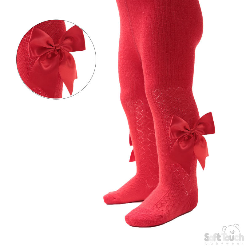 Red Heart Tights With Long Bow - (NB-24 Months) T122R