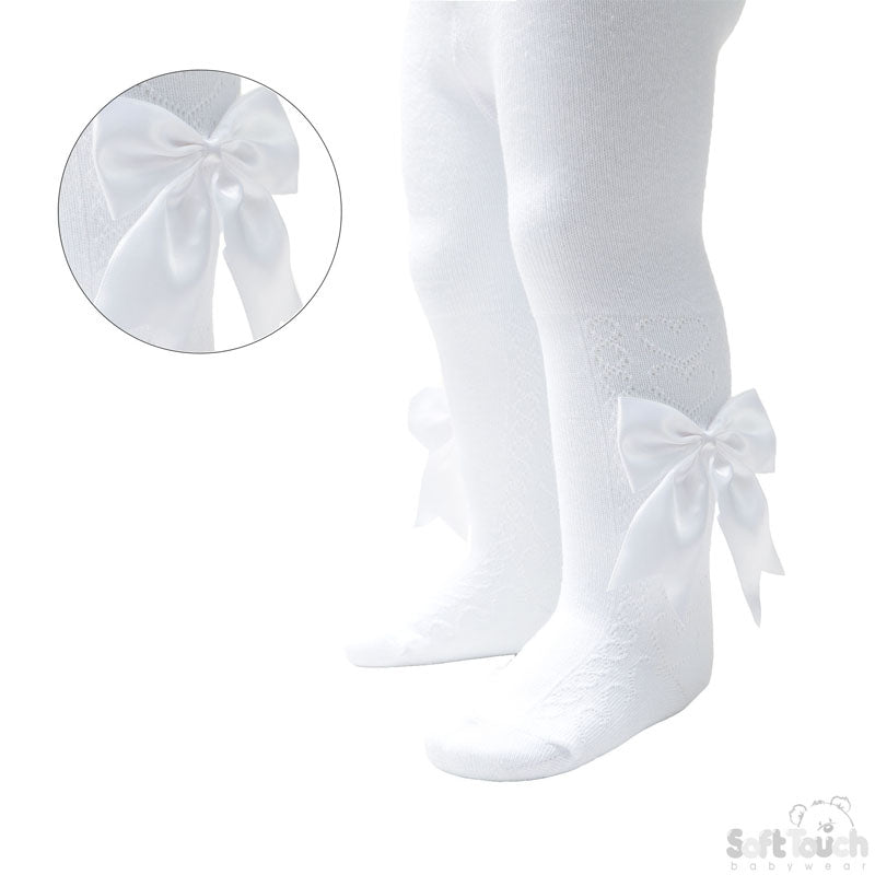 White Heart Tights With Long Bow (NB-24 Months) T122-W