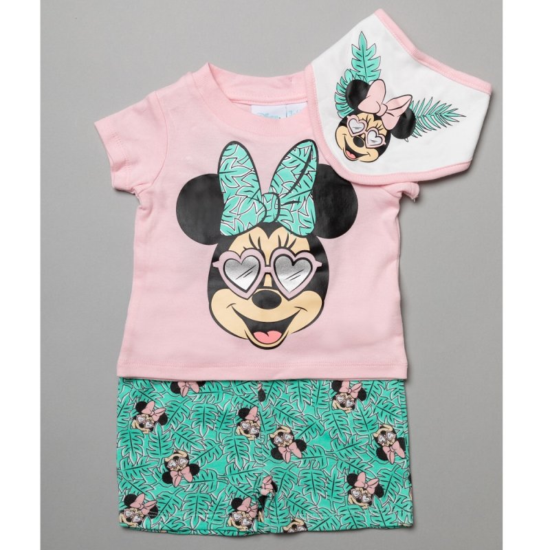 Disney Minnie  Mouse T-Shirt, Shorts & Bib 3 Piece Outfit (0-12 Months)-T20638