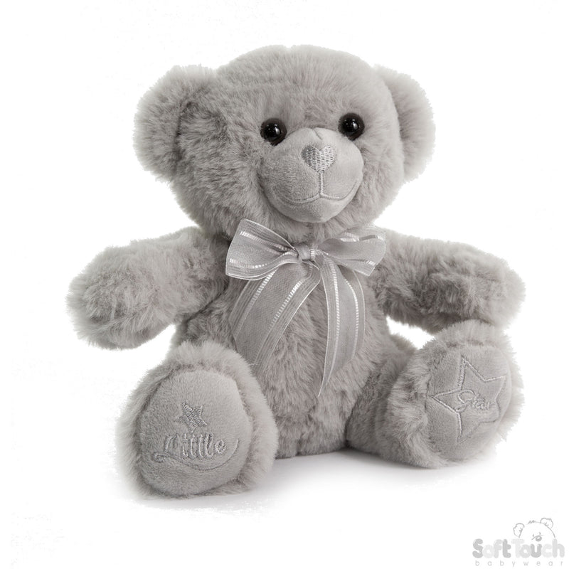 GREY TEDDY BEAR W/LITTLE STAR EMB - 20 CM- TB220-G