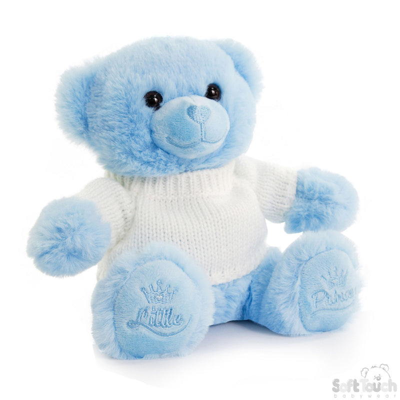 BLUE TEDDY BEAR W/SWEATER & LITTLE PRINCE EMB - 20CM- TB320-B