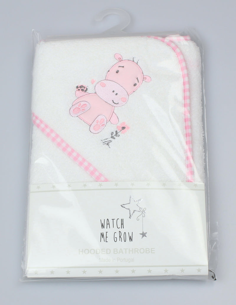 BABY HOODED TOWEL/ROBE - Pink Hippo (WF1658)