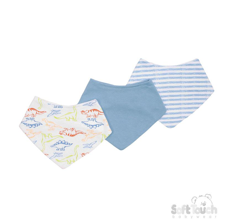 3 Assorted Bandana Bibs : CC03-B (Dinosaur)