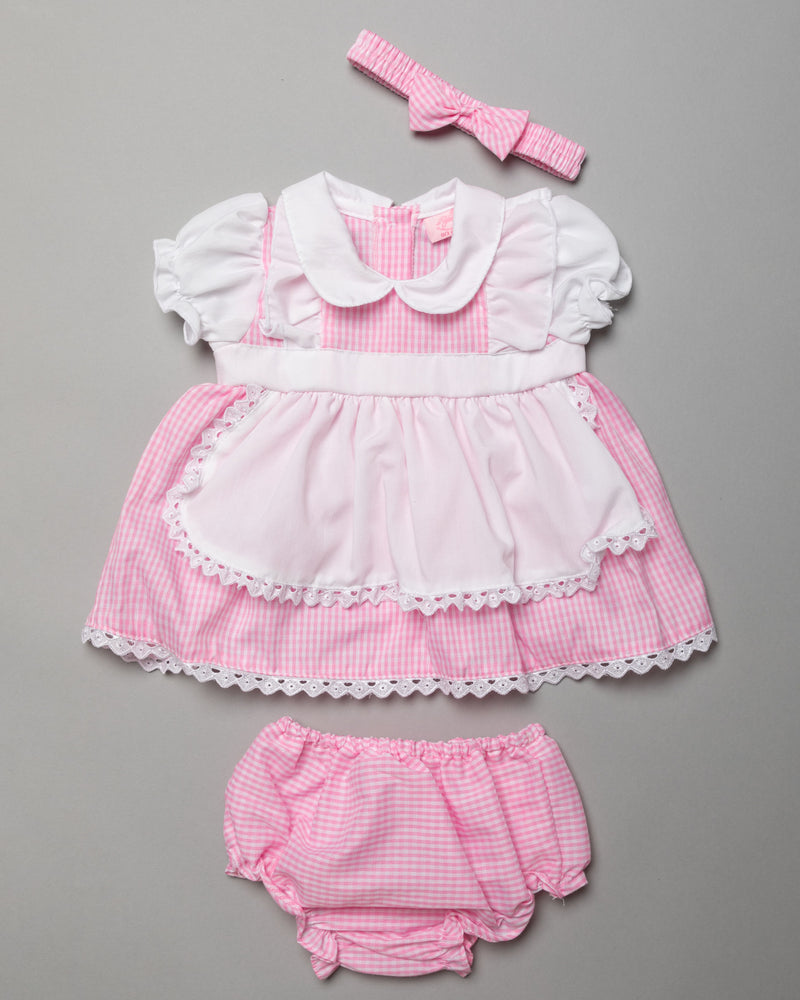 Baby Girls Set Gingham Apron Dress (0/9Months)-T20223A