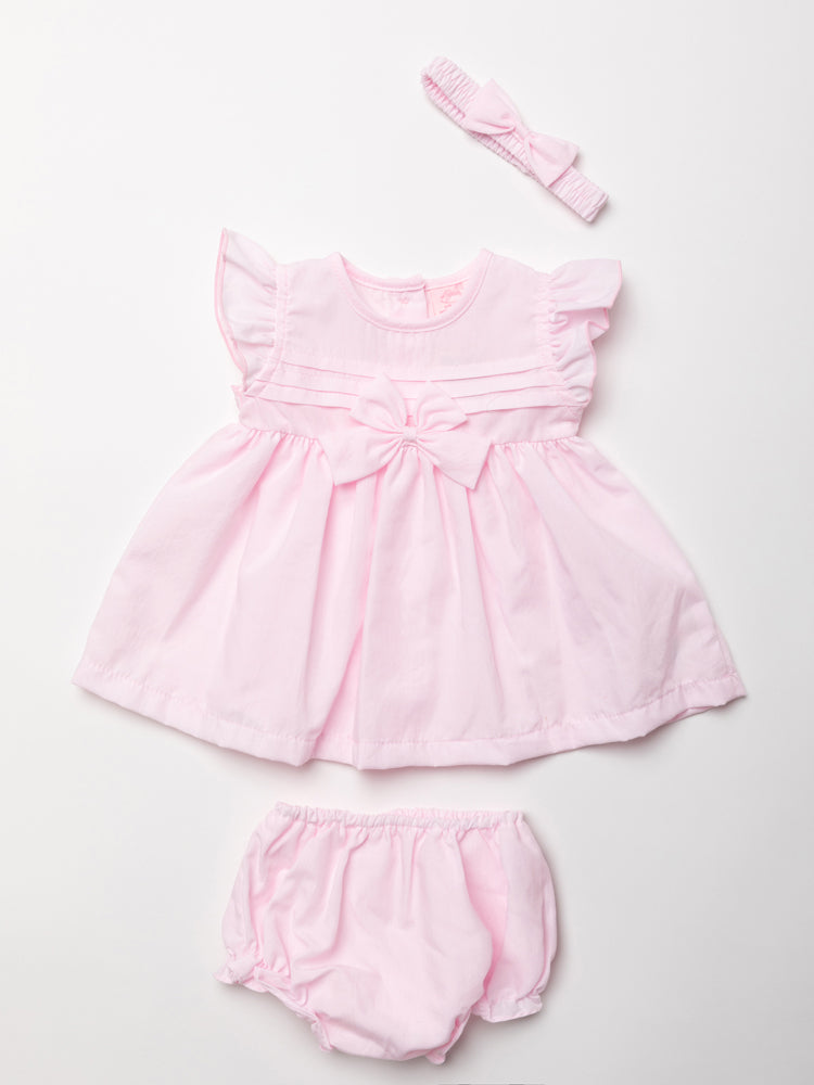 Bow dress and pant - Pink/White (0-9 Months) (PK6) W22020a