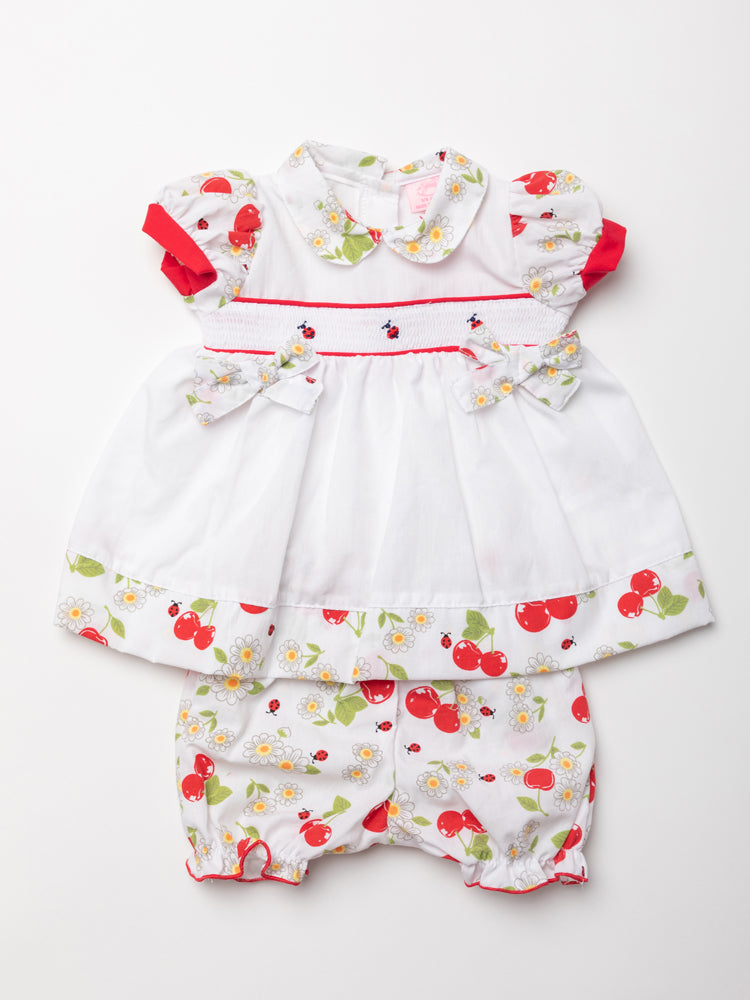 Smocked Dress and Shorts Set - Cherry (0-9 Months) (PK6) W22073