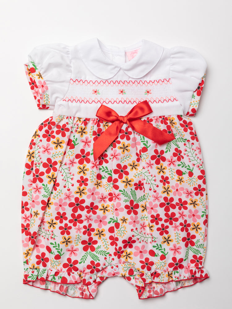 Girl Romper - Floral Bow (0-9Months) (PK6) W22076