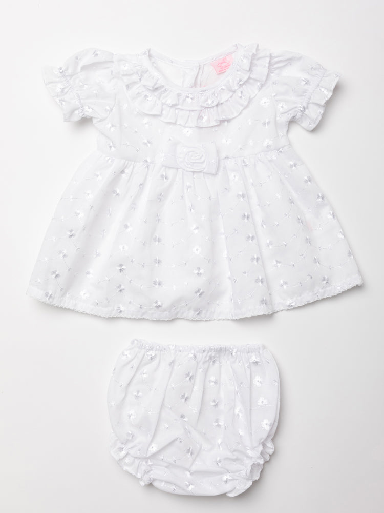 Broderie Anglais Dress Set - Pink/White (6-24Months) (PK6) W22471B