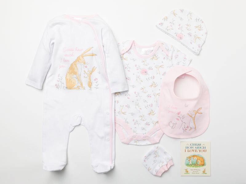 Baby Girls 6pc Gift Set 'Bunny' - In Mesh Bag (NB-6M)(PK4) W22863