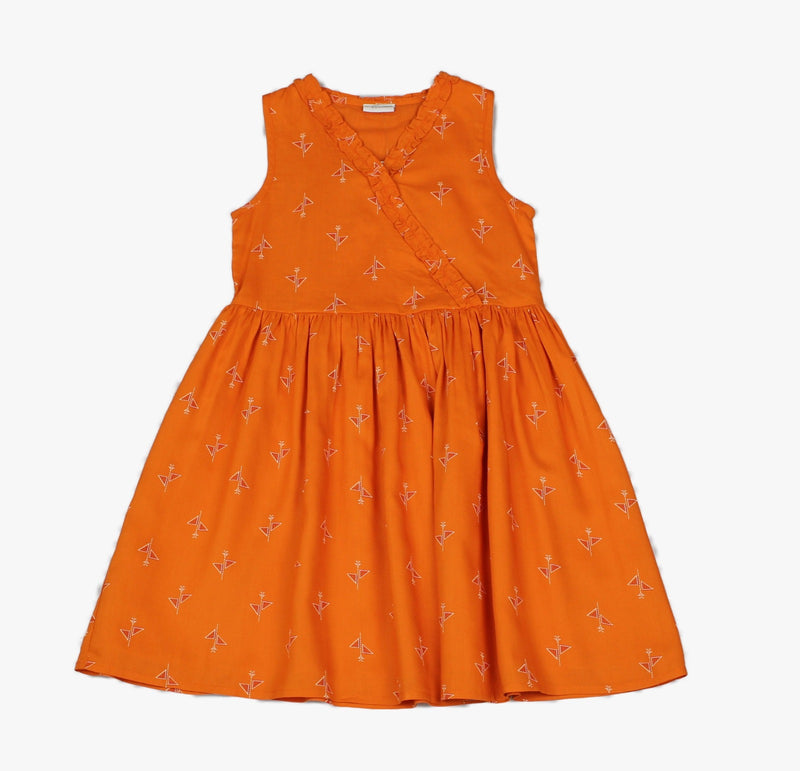 Girls All Over Print Lined Dress (3-8 Years0)-J5657