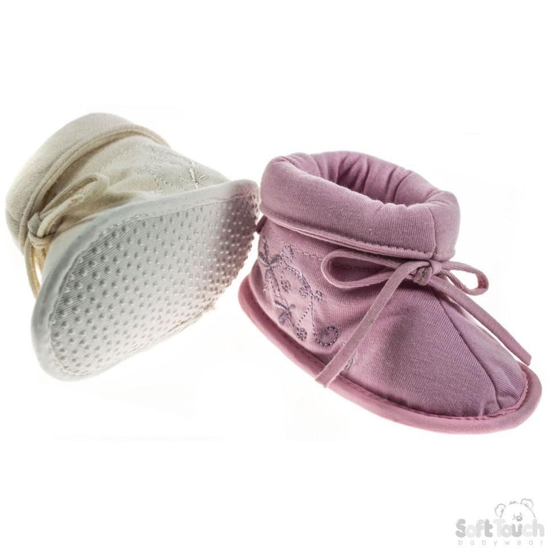 GIRLS KNITTED BOOTS W/EMB & BOW TIE: B1181 - Kidswholesale.co.uk