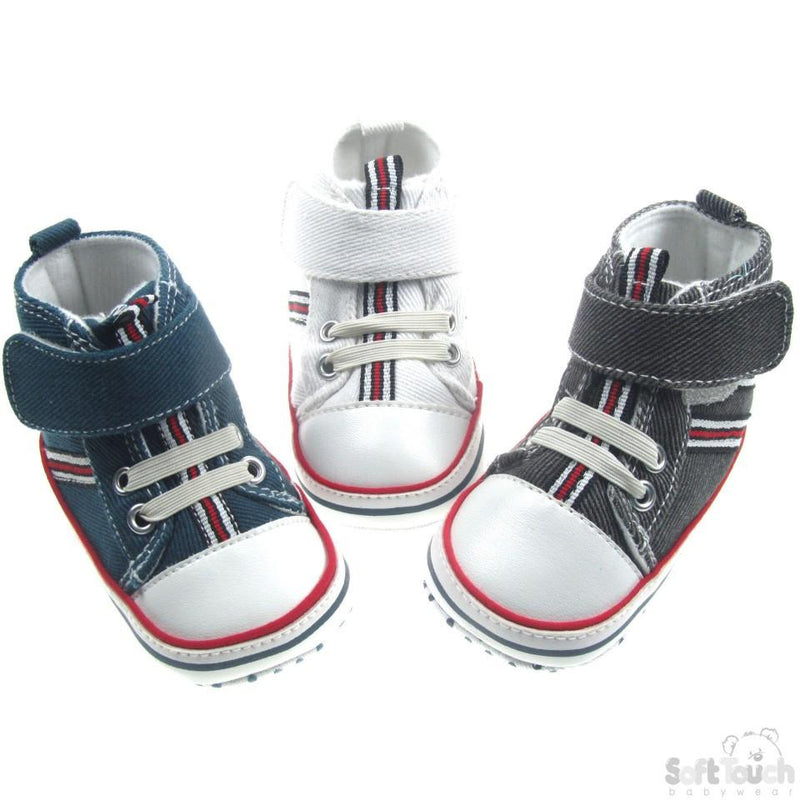 BOYS COTTON TWILL SHOES W/VELCRO FASTENER: - Kidswholesale.co.uk