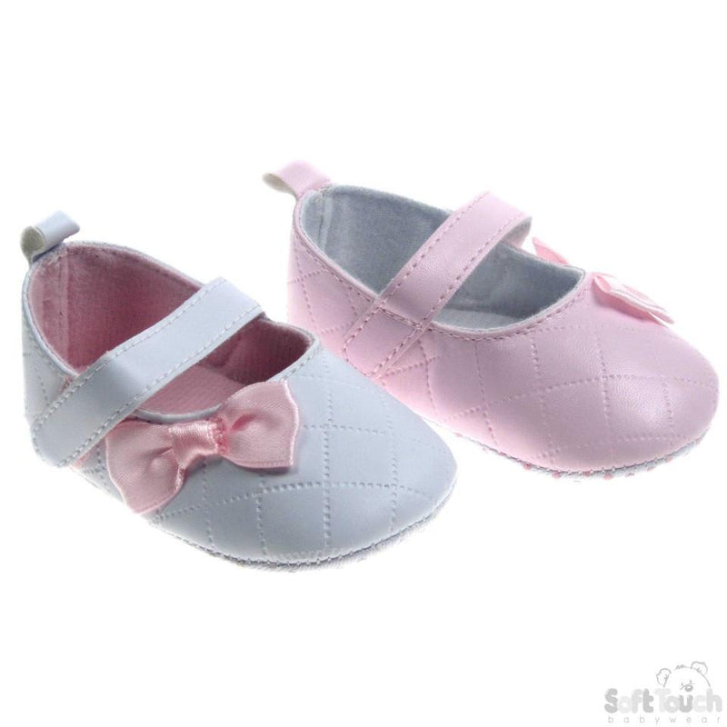 'Kriss Kross' Stitch Shoes W/Satin Bow: B2148 - Kidswholesale.co.uk