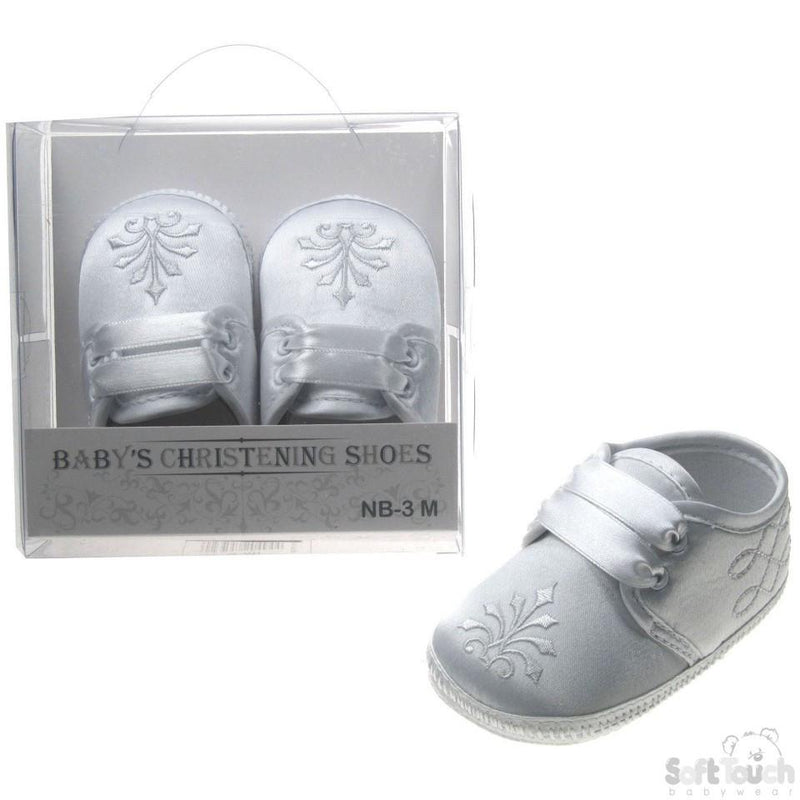 Boys Satin Christening Shoes (B92-W) - Kidswholesale.co.uk