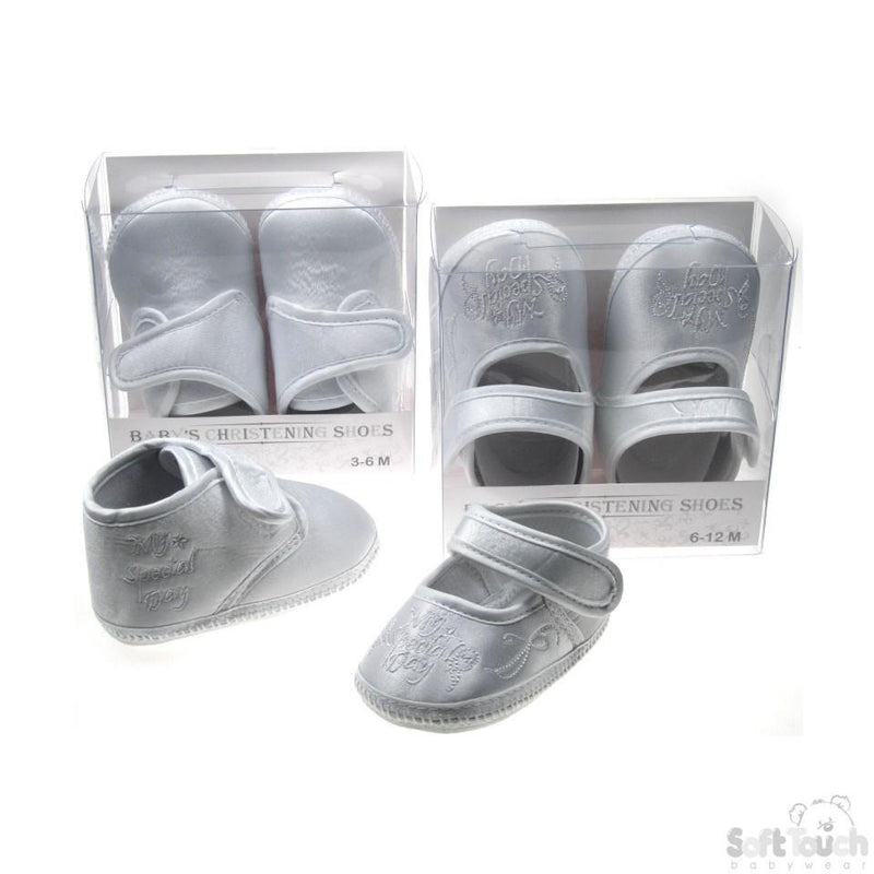MY SPECIAL DAY" SATIN CHRISTENING SHOES: B96-W - Kidswholesale.co.uk
