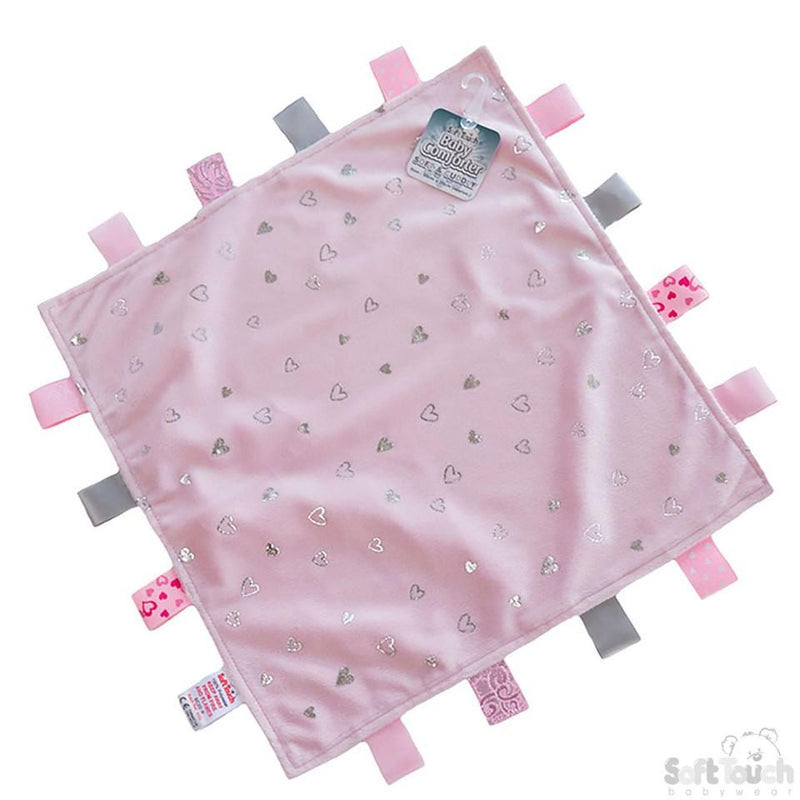 Pink Comforter W/Hearts Print & Ribbons: BC20-P - Kidswholesale.co.uk
