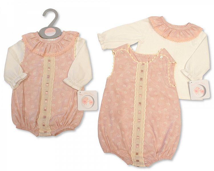 Baby Girls Romper Set with Lace (0-9m) BIS-2020-2328 - Kidswholesale.co.uk