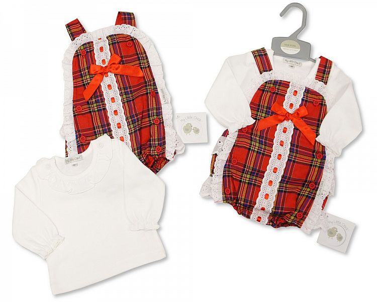 Baby Tartan 2 pcs Romper Set with Lace and Bow